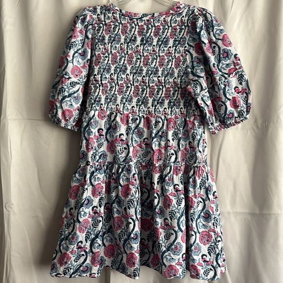 Anna Cate Harper Square Neck Puff Sleeve Dress Pink Blue Floral Size Small - Picture 3 of 7